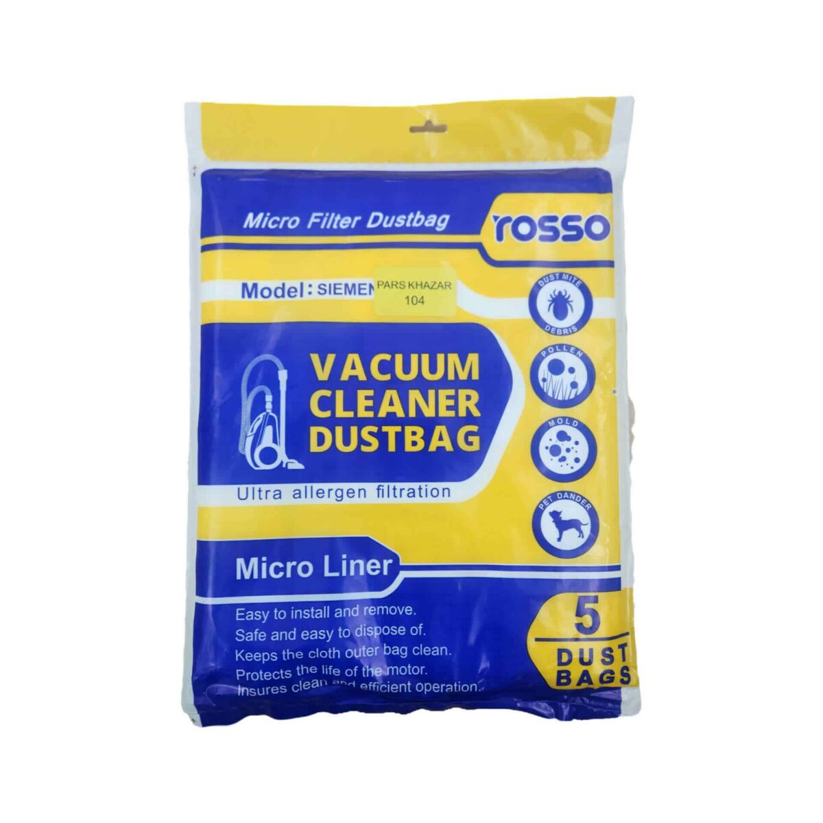 پاکت جاروبرقی پارس خزر مدل 104 ( 5 عددی )