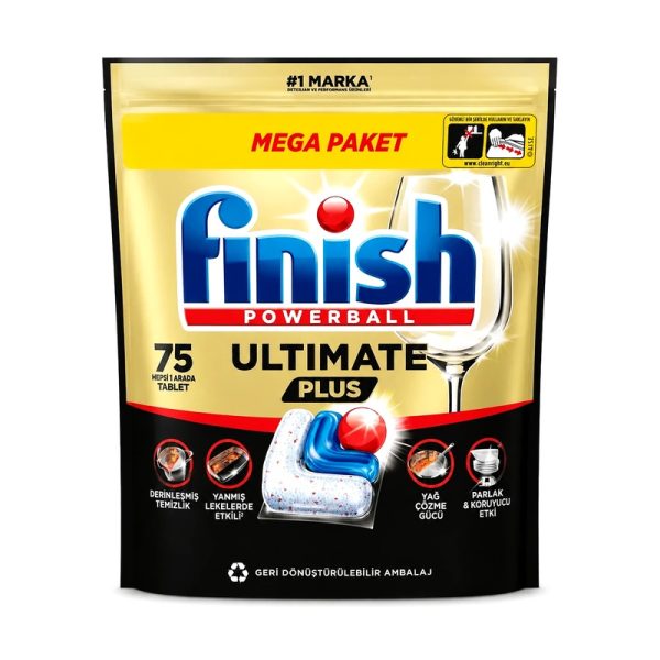 قرص ماشین ظرفشویی فینیش Finish مدل Ultimate Plus بسته 75 عددی
